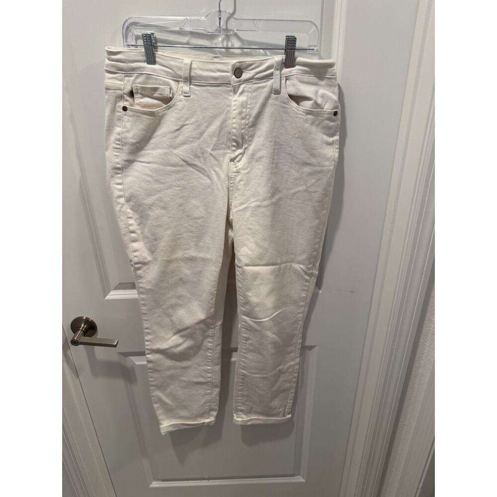 Judy Blue White Cuffed Ankle Women Size 13/31 High Rise Raw Hem Stretch